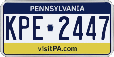 PA license plate KPE2447