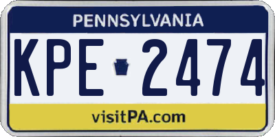PA license plate KPE2474