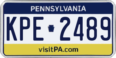 PA license plate KPE2489