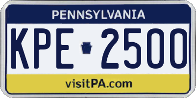 PA license plate KPE2500