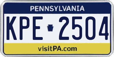 PA license plate KPE2504