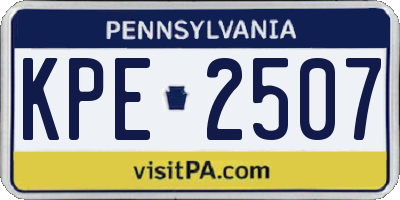 PA license plate KPE2507