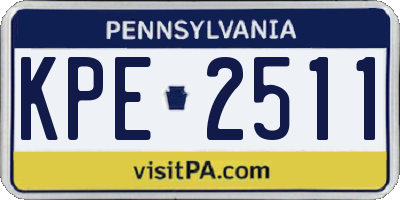 PA license plate KPE2511