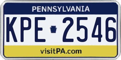 PA license plate KPE2546