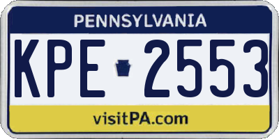 PA license plate KPE2553