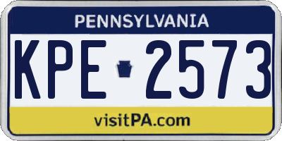 PA license plate KPE2573