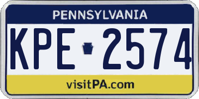 PA license plate KPE2574