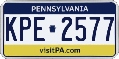 PA license plate KPE2577