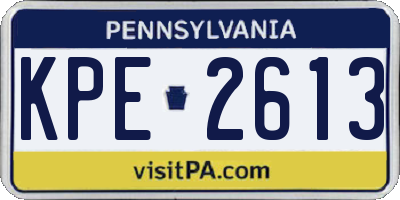 PA license plate KPE2613