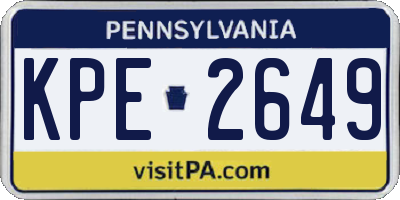 PA license plate KPE2649