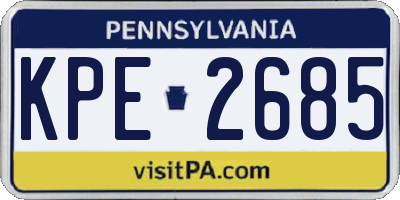 PA license plate KPE2685