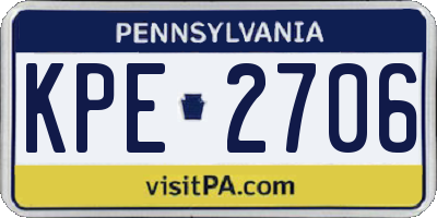 PA license plate KPE2706