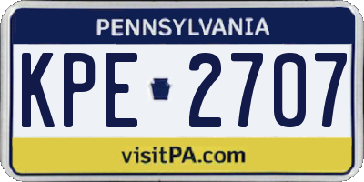PA license plate KPE2707