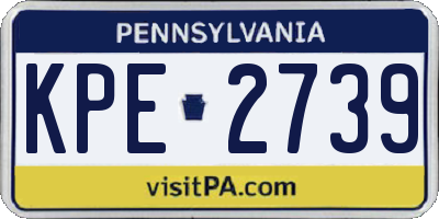 PA license plate KPE2739