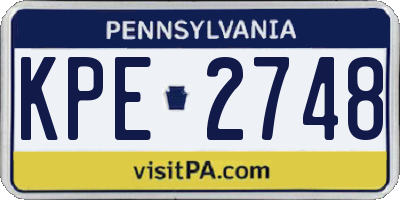 PA license plate KPE2748