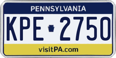 PA license plate KPE2750