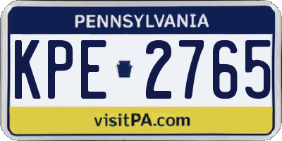 PA license plate KPE2765