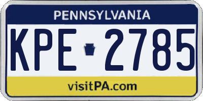 PA license plate KPE2785