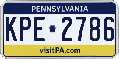 PA license plate KPE2786