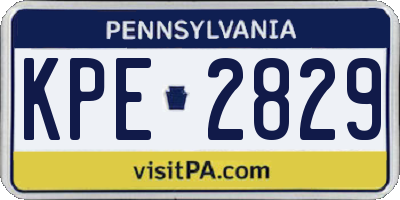PA license plate KPE2829