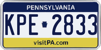 PA license plate KPE2833