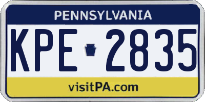 PA license plate KPE2835
