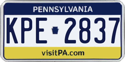 PA license plate KPE2837