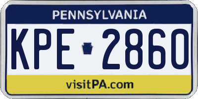 PA license plate KPE2860