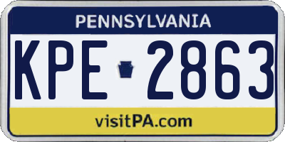 PA license plate KPE2863