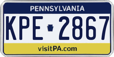 PA license plate KPE2867