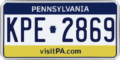 PA license plate KPE2869
