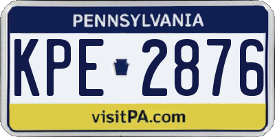 PA license plate KPE2876