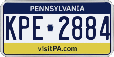 PA license plate KPE2884
