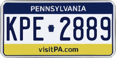 PA license plate KPE2889