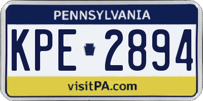 PA license plate KPE2894
