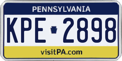 PA license plate KPE2898