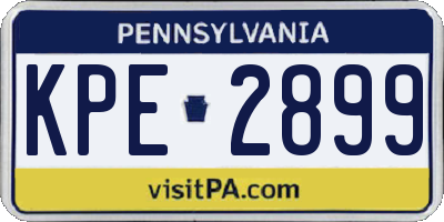 PA license plate KPE2899