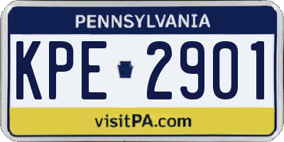 PA license plate KPE2901