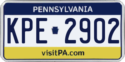 PA license plate KPE2902