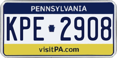PA license plate KPE2908