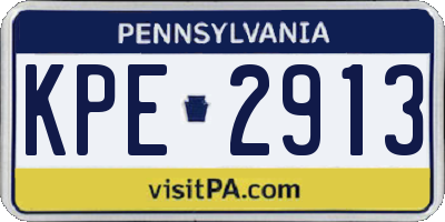 PA license plate KPE2913