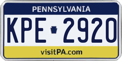 PA license plate KPE2920