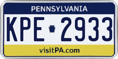 PA license plate KPE2933