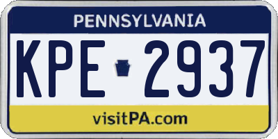 PA license plate KPE2937