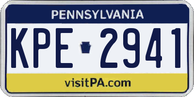 PA license plate KPE2941