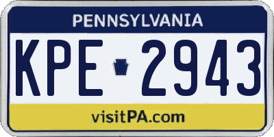 PA license plate KPE2943