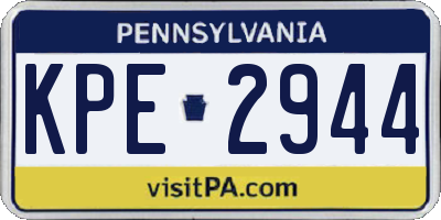 PA license plate KPE2944