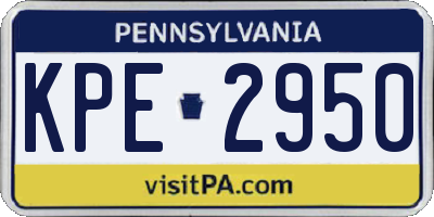 PA license plate KPE2950