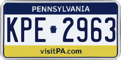 PA license plate KPE2963