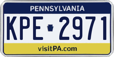 PA license plate KPE2971